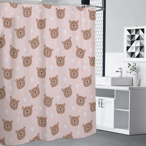 Cute Brown Bear Pattern Print Premium Shower Curtain