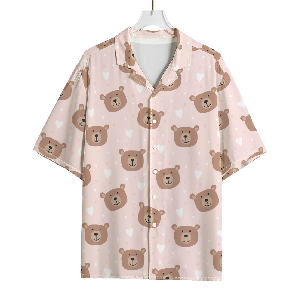 Cute Brown Bear Pattern Print Rayon Hawaiian Shirt