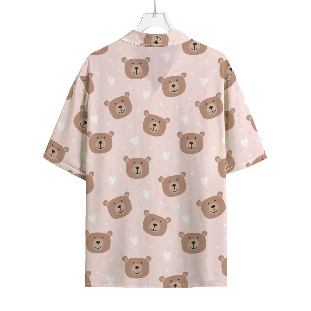 Cute Brown Bear Pattern Print Rayon Hawaiian Shirt