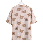 Cute Brown Bear Pattern Print Rayon Hawaiian Shirt