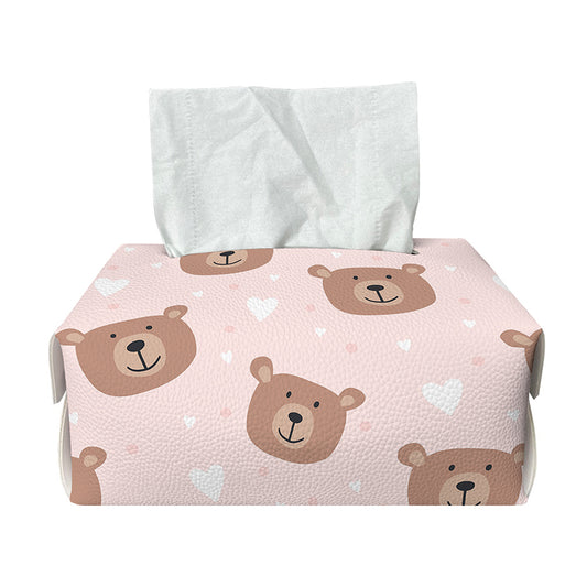 Cute Brown Bear Pattern Print Rectangle Tissue Box Cover