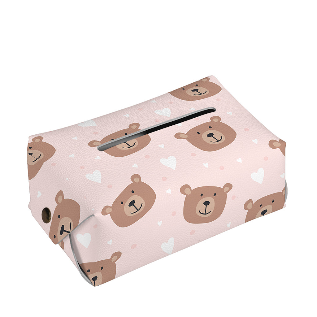 Cute Brown Bear Pattern Print Rectangle Tissue Box Cover