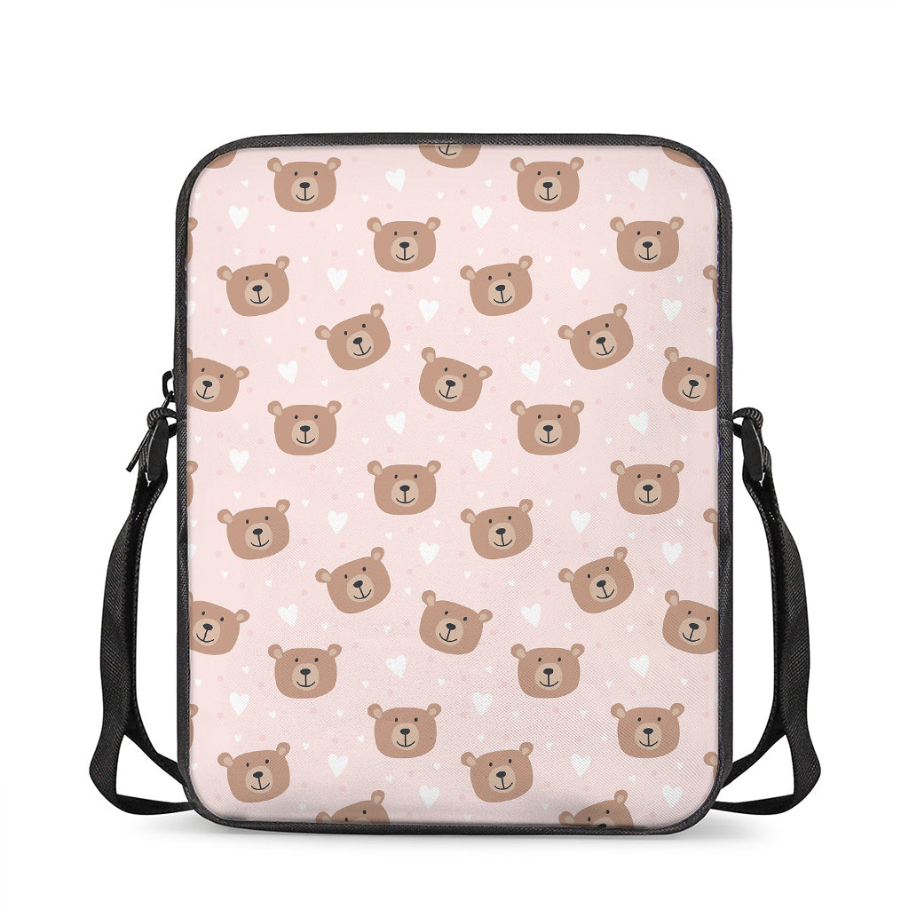 Cute Brown Bear Pattern Print Rectangular Crossbody Bag