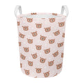 Cute Brown Bear Pattern Print Round Laundry Basket