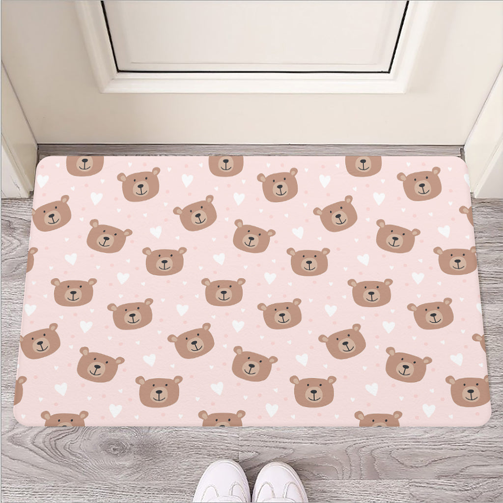 Cute Brown Bear Pattern Print Rubber Doormat
