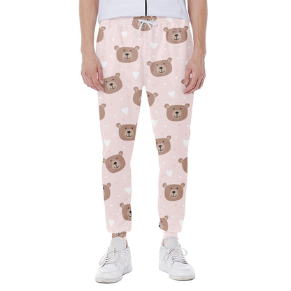 Cute Brown Bear Pattern Print Scuba Joggers