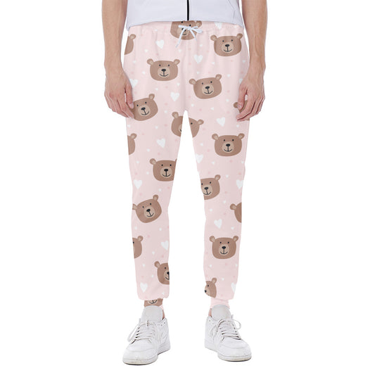 Cute Brown Bear Pattern Print Scuba Joggers