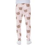 Cute Brown Bear Pattern Print Scuba Joggers