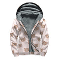 Cute Brown Bear Pattern Print Sherpa Lined Zip Up Hoodie