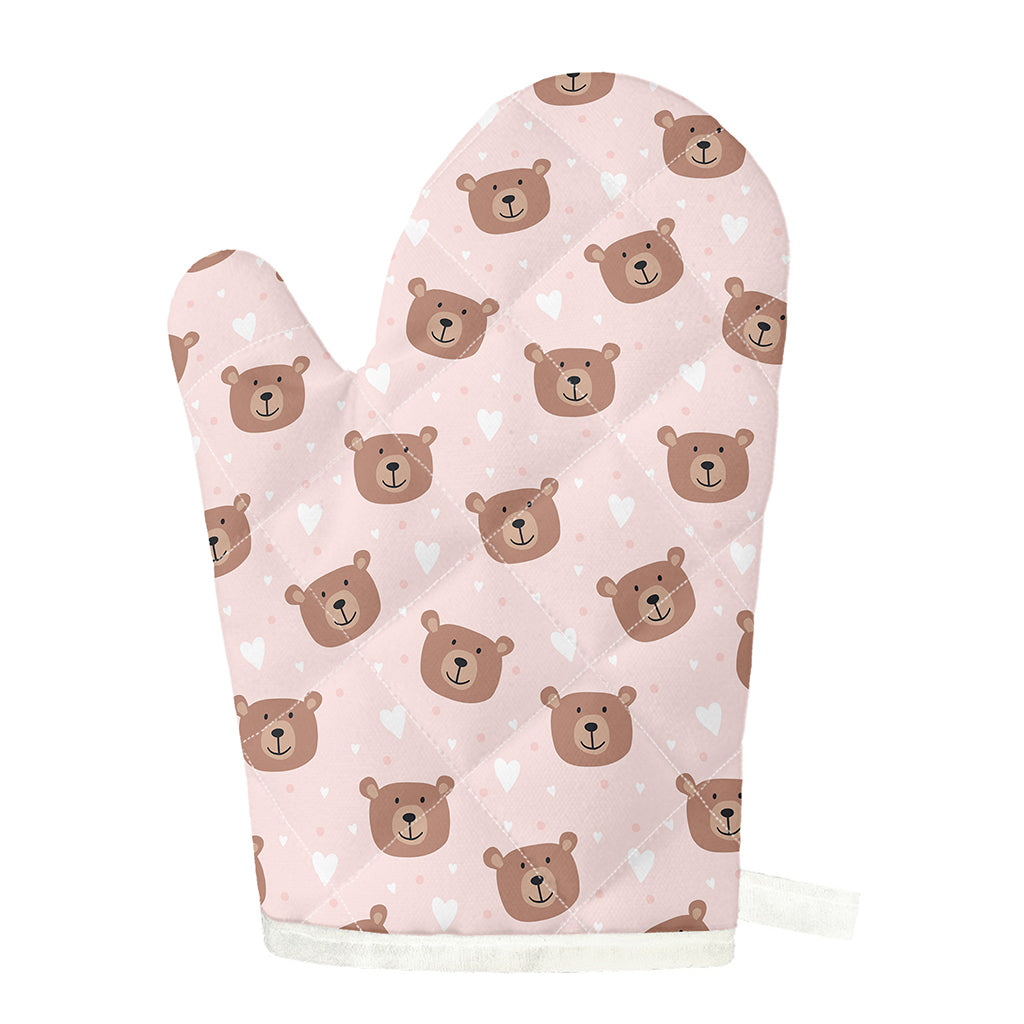 Cute Brown Bear Pattern Print Single Oven Mitt