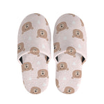 Cute Brown Bear Pattern Print Slippers