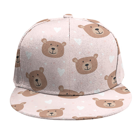 Cute Brown Bear Pattern Print Snapback Cap