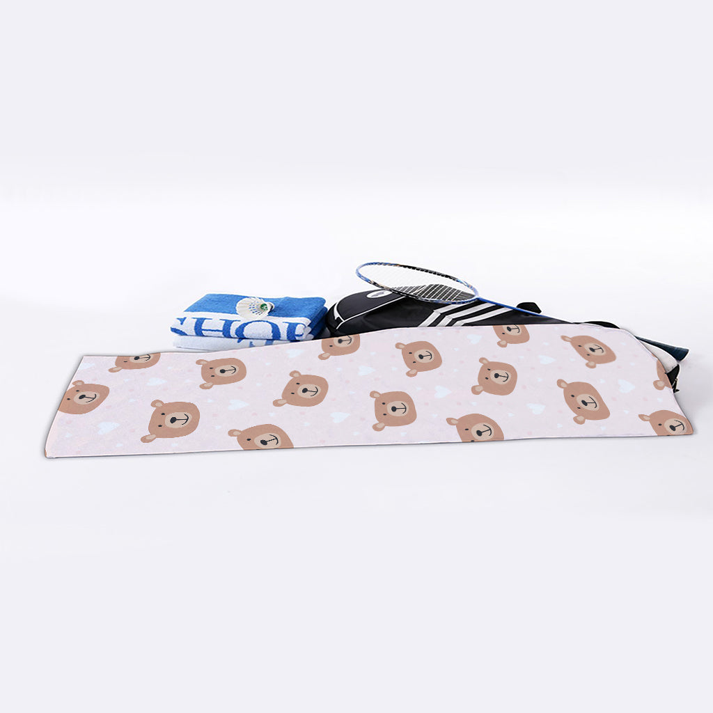 Cute Brown Bear Pattern Print Sports Towel
