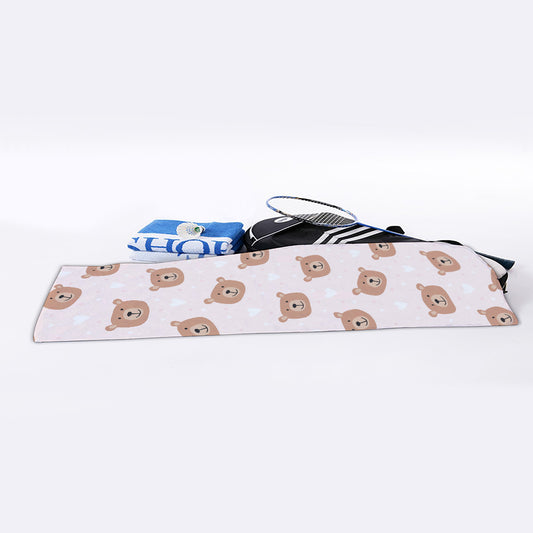 Cute Brown Bear Pattern Print Sports Towel