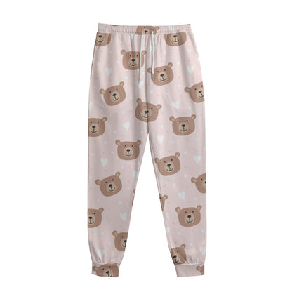 Cute Brown Bear Pattern Print Sweatpants
