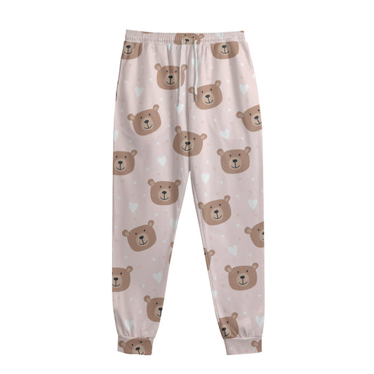 Cute Brown Bear Pattern Print Sweatpants