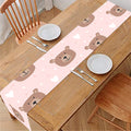 Cute Brown Bear Pattern Print Table Runner