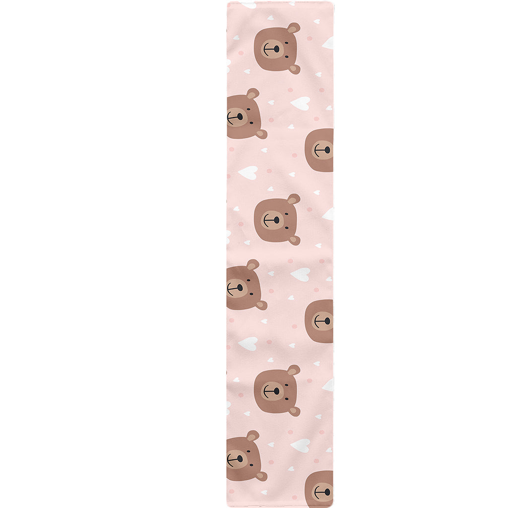 Cute Brown Bear Pattern Print Table Runner