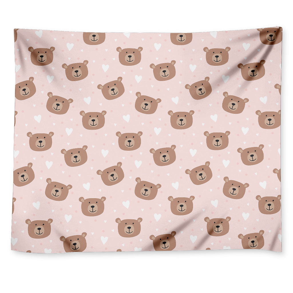 Cute Brown Bear Pattern Print Tapestry