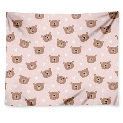 Cute Brown Bear Pattern Print Tapestry