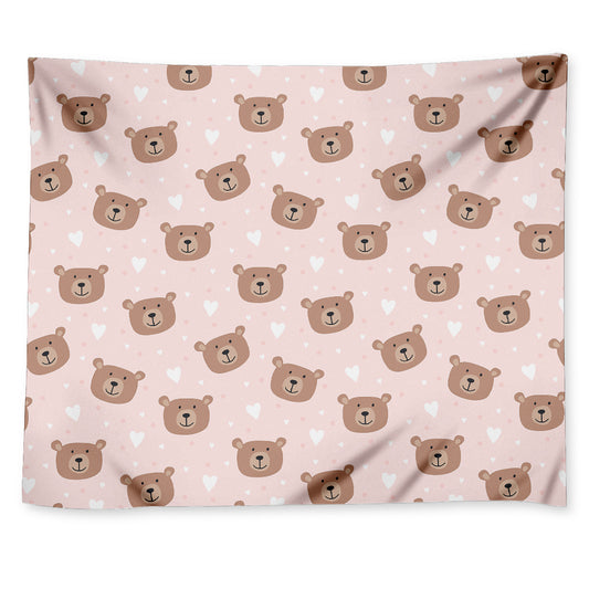 Cute Brown Bear Pattern Print Tapestry
