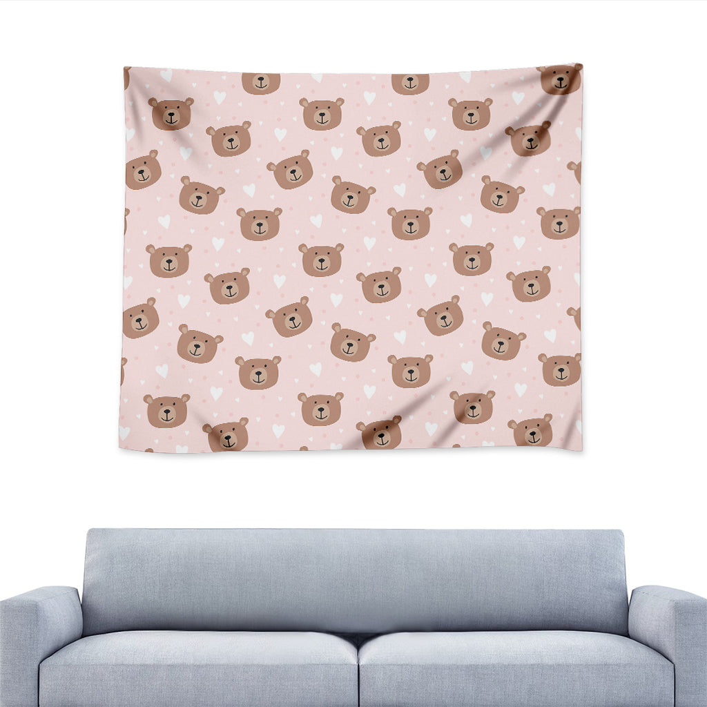 Cute Brown Bear Pattern Print Tapestry