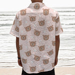 Cute Brown Bear Pattern Print Textured Short Sleeve Shirt