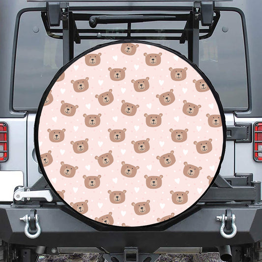 Cute Brown Bear Pattern Print Tire Cover