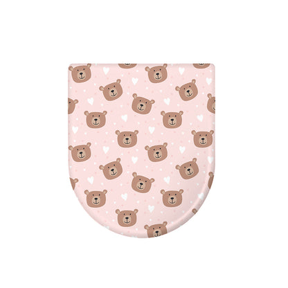 Cute Brown Bear Pattern Print Toilet Lid Cover