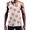 Cute Brown Bear Pattern Print Men's Workout Tank Top