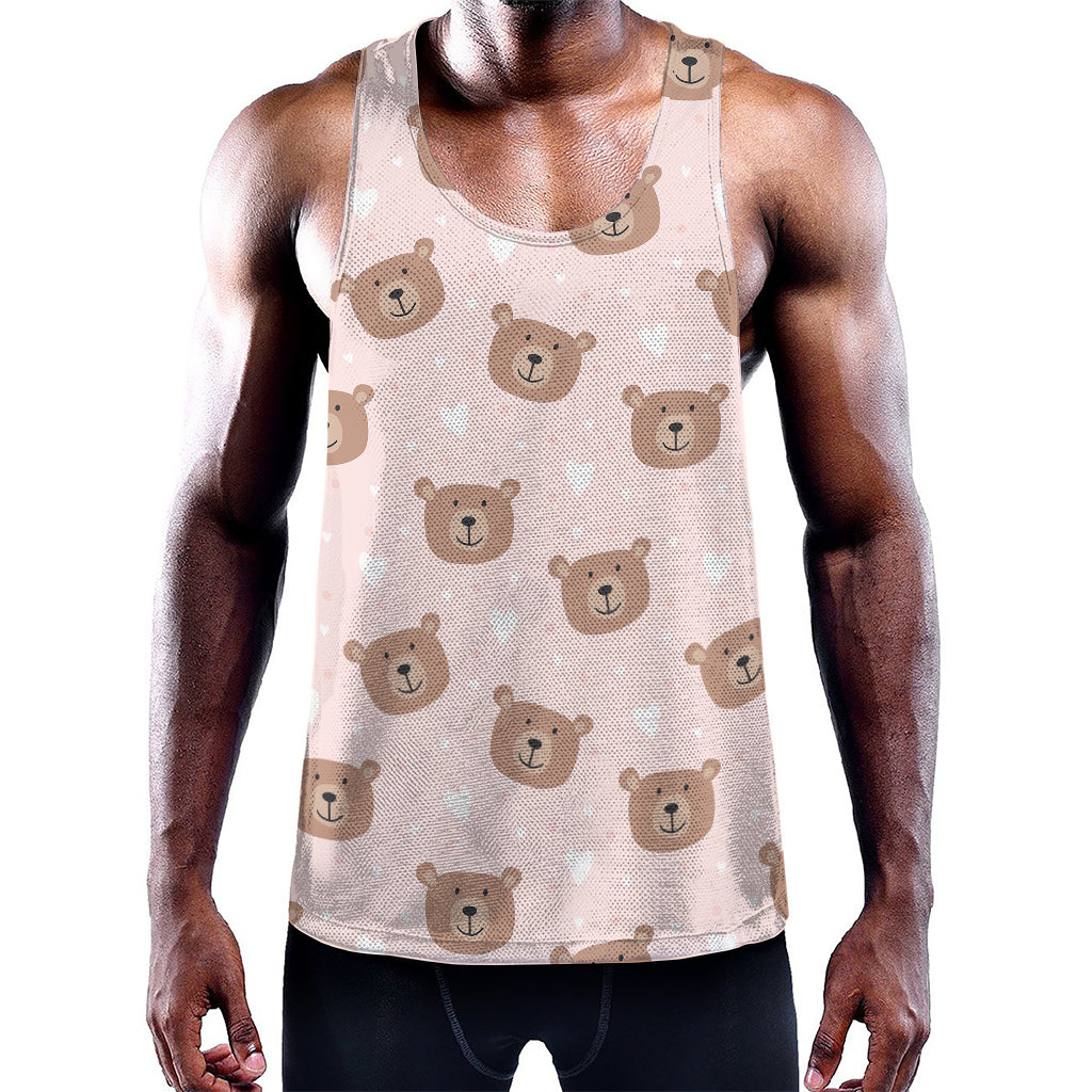 Cute Brown Bear Pattern Print Training Tank Top