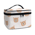 Cute Brown Bear Pattern Print Travel Makeup Bag