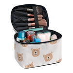 Cute Brown Bear Pattern Print Travel Makeup Bag
