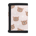 Cute Brown Bear Pattern Print Trifold Wallet