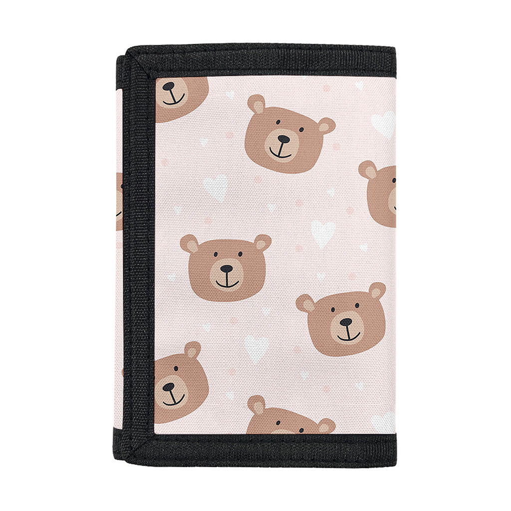 Cute Brown Bear Pattern Print Trifold Wallet
