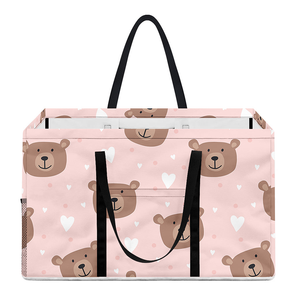 Cute Brown Bear Pattern Print Utility Tote Bag