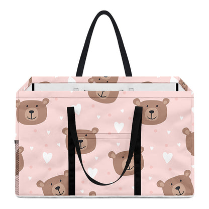 Cute Brown Bear Pattern Print Utility Tote Bag