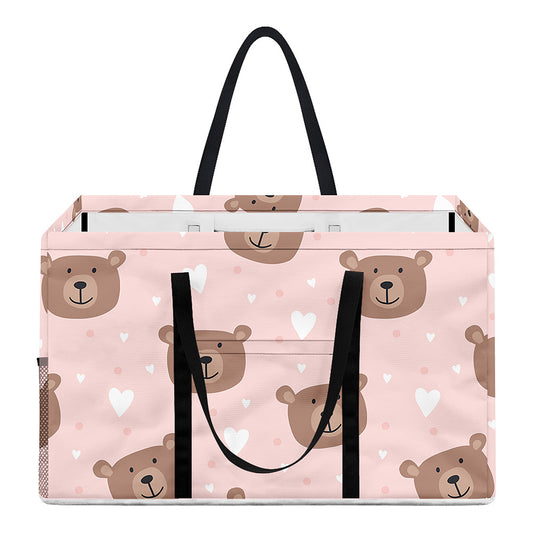 Cute Brown Bear Pattern Print Utility Tote Bag