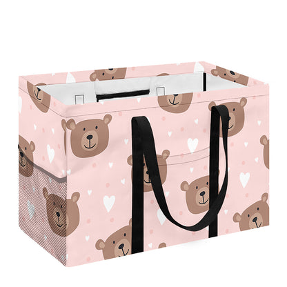 Cute Brown Bear Pattern Print Utility Tote Bag
