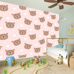 Cute Brown Bear Pattern Print Wall Sticker