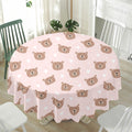 Cute Brown Bear Pattern Print Waterproof Round Tablecloth