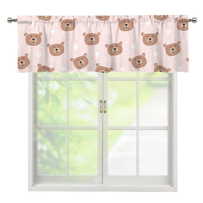 Cute Brown Bear Pattern Print Window Valance