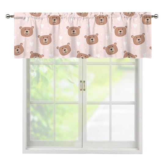 Cute Brown Bear Pattern Print Window Valance