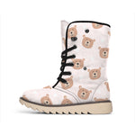 Cute Brown Bear Pattern Print Winter Boots
