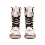 Cute Brown Bear Pattern Print Winter Boots