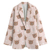 Cute Brown Bear Pattern Print Women's Blazer