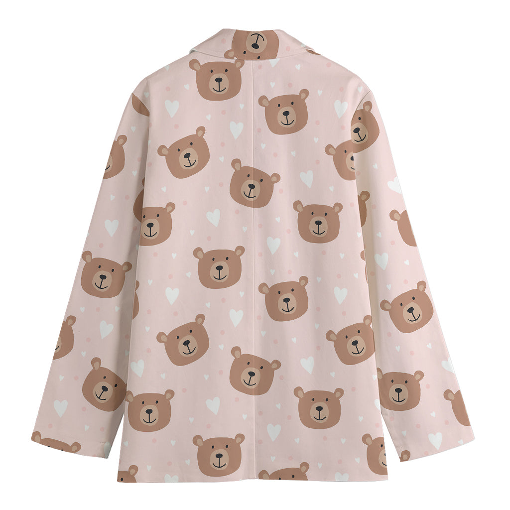 Cute Brown Bear Pattern Print Women's Blazer