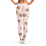 Cute Brown Bear Pattern Print Women's Leggings