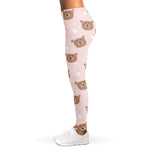 Cute Brown Bear Pattern Print Women's Leggings