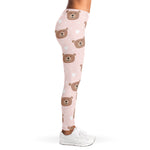 Cute Brown Bear Pattern Print Women's Leggings